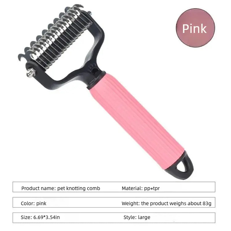 Professional Pet Grooming Tool - Universal Double-Sided Detangling Comb for Dogs, Stainless Steel Design for Effective Shedding and Matted Hair Removal, Essential Daily Coat Maintenance Supplies.