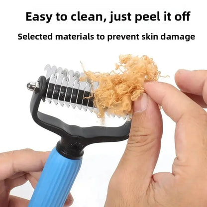 Professional Pet Grooming Tool - Universal Double-Sided Detangling Comb for Dogs, Stainless Steel Design for Effective Shedding and Matted Hair Removal, Essential Daily Coat Maintenance Supplies.