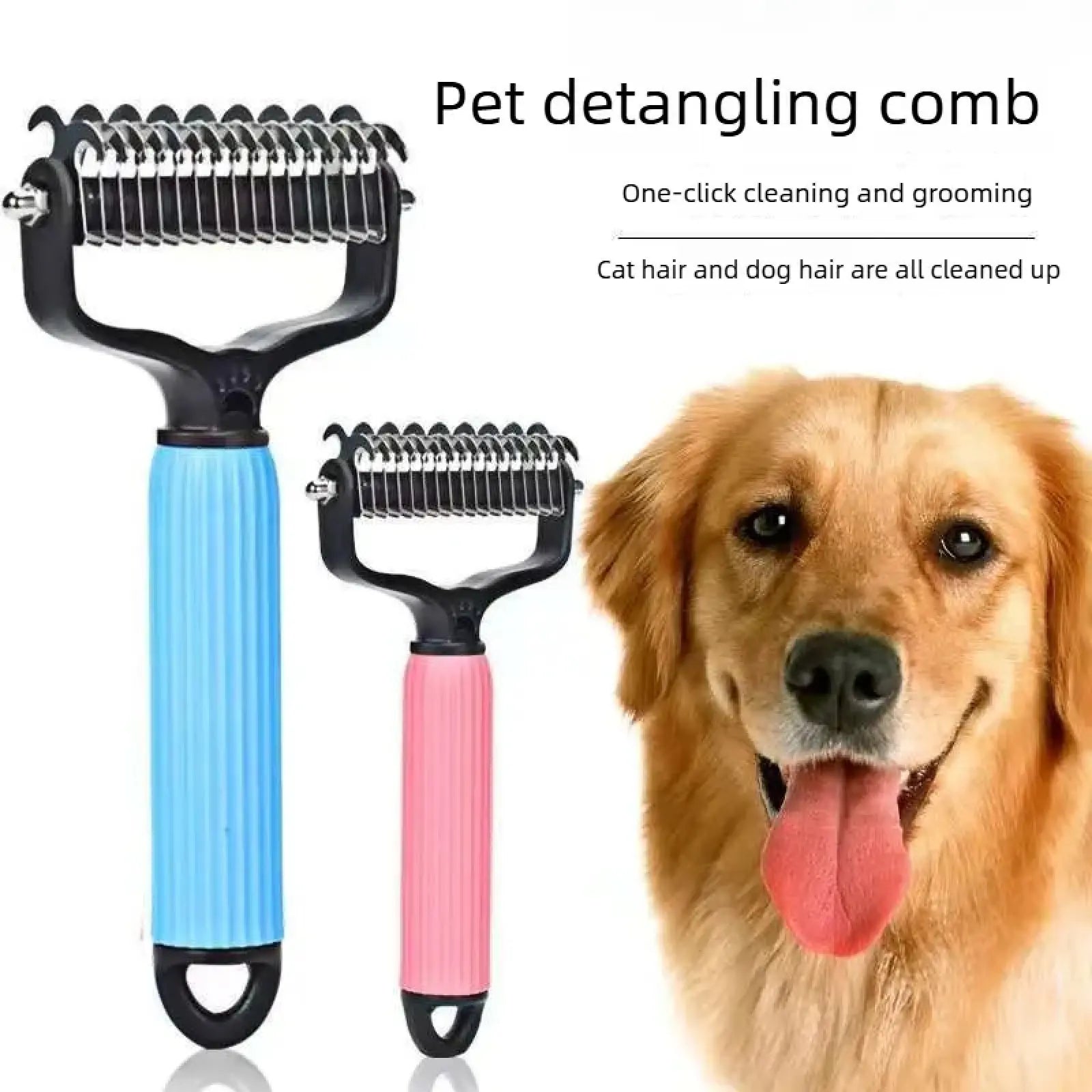 Professional Pet Grooming Tool - Universal Double-Sided Detangling Comb for Dogs, Stainless Steel Design for Effective Shedding and Matted Hair Removal, Essential Daily Coat Maintenance Supplies.