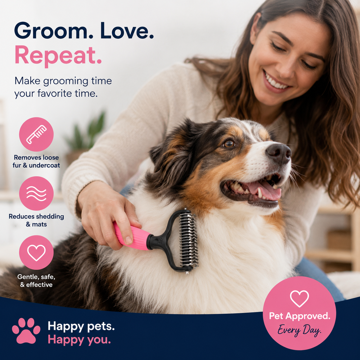 Professional Pet Grooming Tool - Universal Double-Sided Detangling Comb